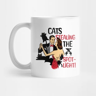 Cat Stealing The Spotlight, funny cat, cats, meme cat, meme lover, black cat meme, funny kitten, cat jump, couple dancing, meme tee Mug